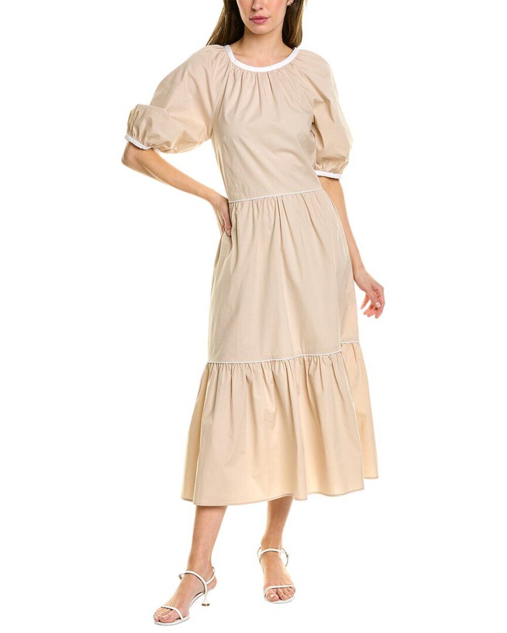 Sara Campbell The Jade Midi Dress Tan Size Small